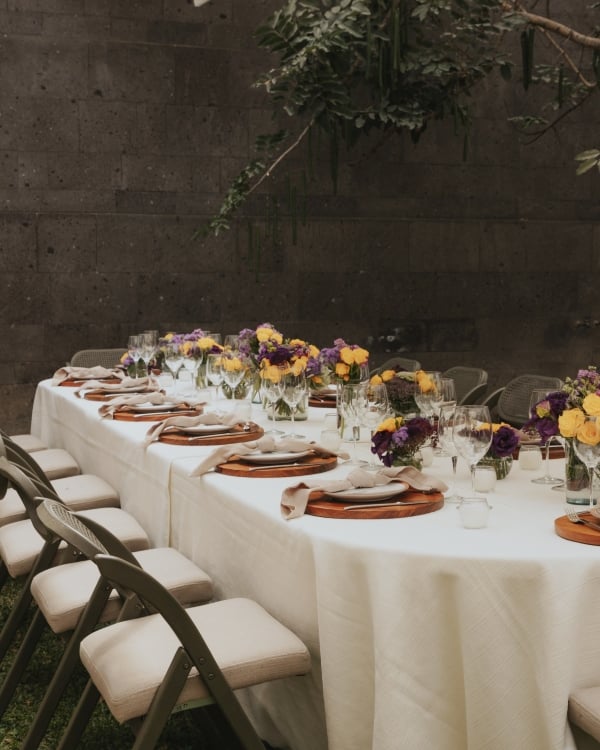 an outdoor event reception table